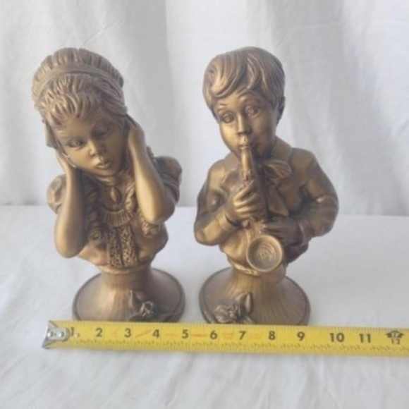 Vintage Set of 2 Boy Girl Music Theme Statues By J. Kendrick 1971 9.5 x 5 inches - Picture 12 of 12